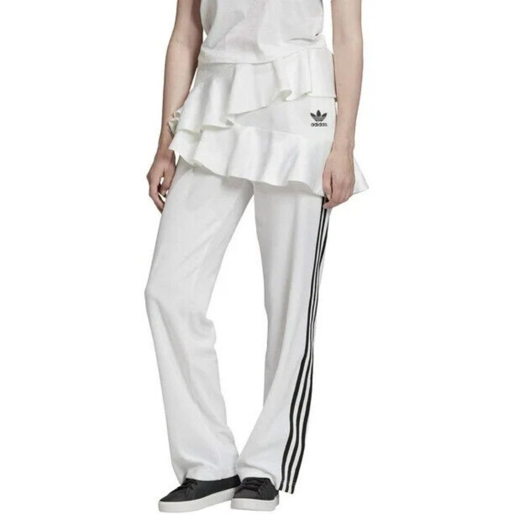 adidas Originals White Track Pants with Black Stripes